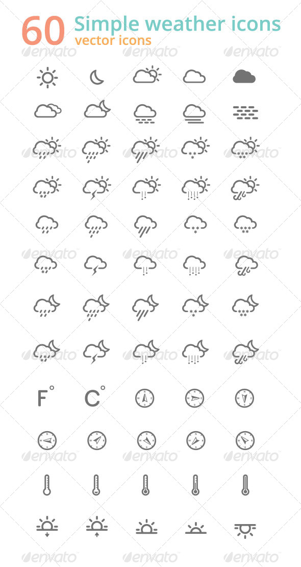 GraphicRiver 60 Simple Weather Icons 4386535 GraphicRiver 60 Simple Weather Icons 4386535