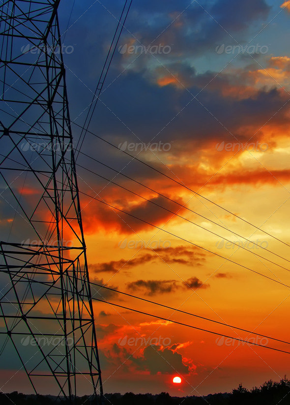 Electric grid network power high voltage transmission lines