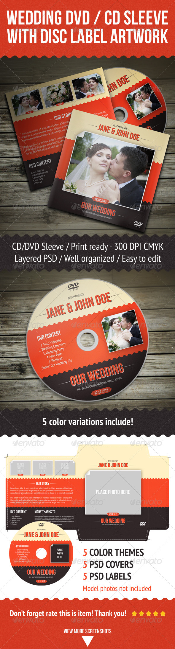 GraphicRiver Wedding DVD CD Sleeve With Disc Label 4406842 GraphicRiver Wedding DVD CD Sleeve With Disc Label 4406842