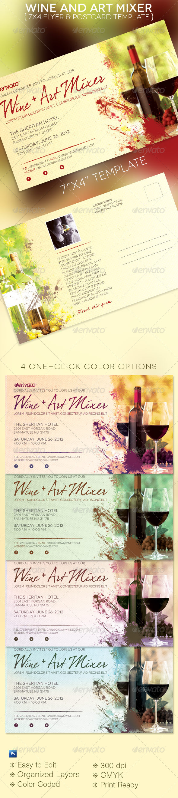 Wine & Art Mixer Flyer Template - Restaurant Flyers