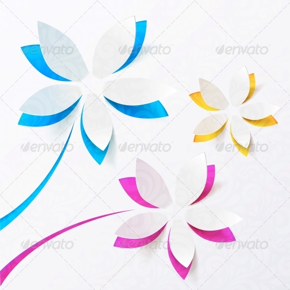 GraphicRiver Paper Flowers Vector Greeting Card Template 4415995 GraphicRiver Paper Flowers Vector Greeting Card Template 4415995