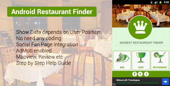 Android Nearest Restaurant Finder App - CodeCanyon Item for Sale