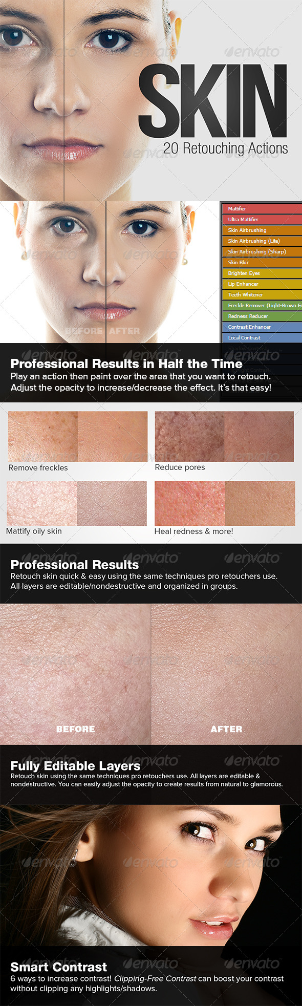 Skin - 20 Retouching Actions - Photo Effects Actions