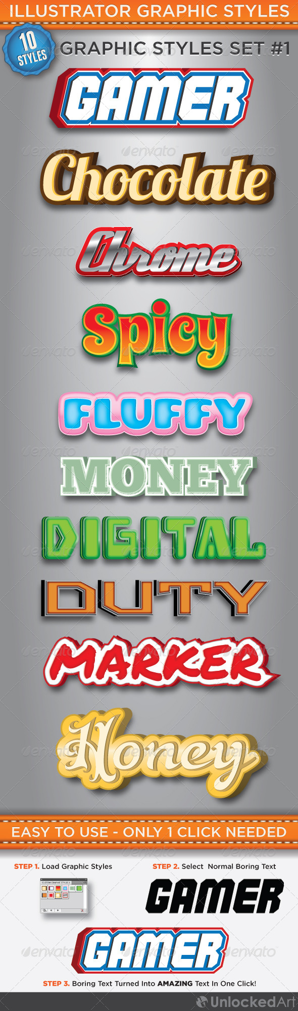 Custom Graphic Styles 1 - Styles Illustrator