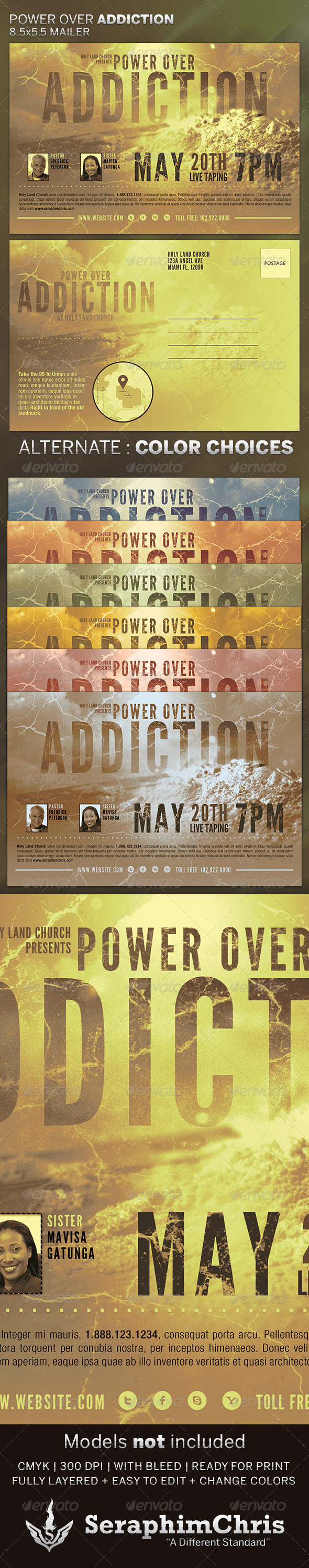 Power over Addiction: Church Flyer Template - Church Flyers