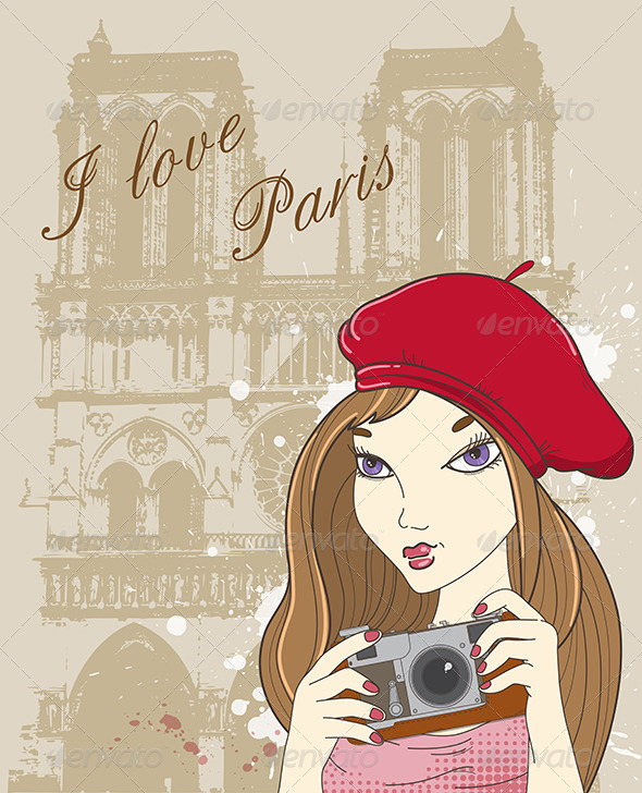 GraphicRiver Girl with Camera in Paris 4424349 GraphicRiver Girl with Camera in Paris 4424349