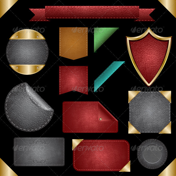 GraphicRiver Leather Badges Cards Backgrounds & Labels 473737 GraphicRiver Leather Badges Cards Backgrounds & Labels 473737