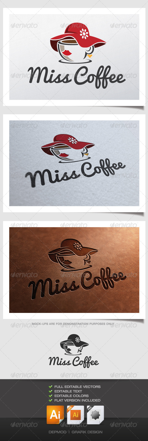 Miss Coffee Logo - Food Logo Templates