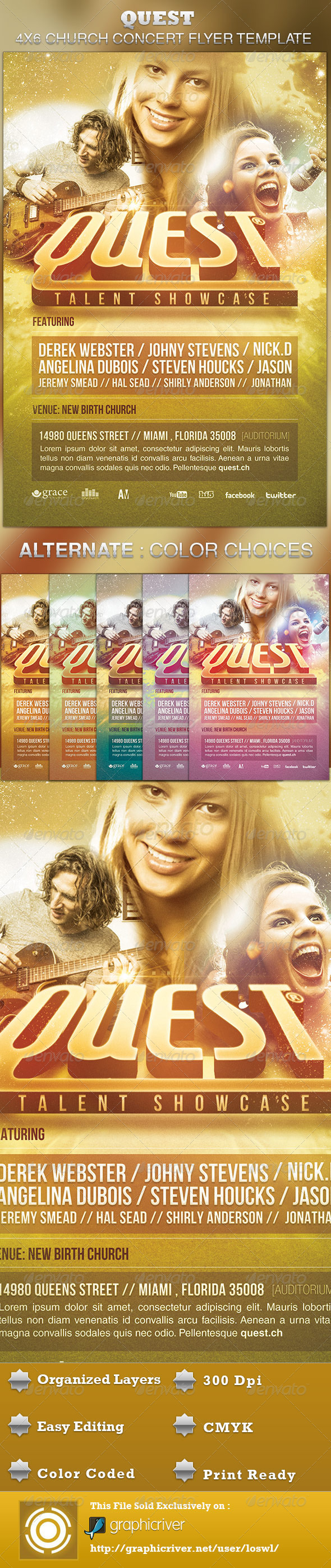 Quest Church Concert Flyer Template - Church Flyers