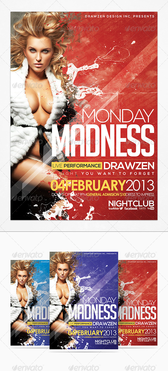 Monday Madness Party Flyer - Clubs & Parties Events