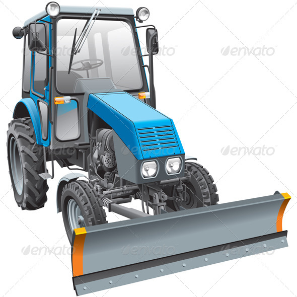 Blue Snow Fighter Tractor - Vectors