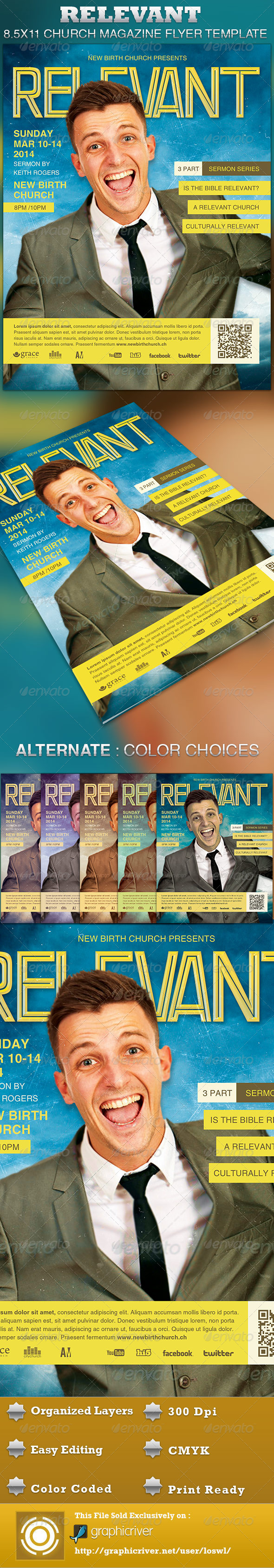 Relevant Church Magazine Flyer Template - Church Flyers