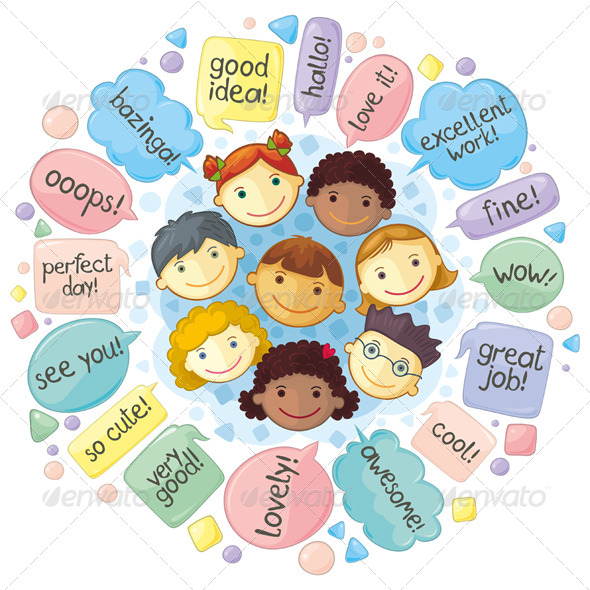 GraphicRiver Cute Personages Gathering for Communication 4456646 GraphicRiver Cute Personages Gathering for Communication 4456646