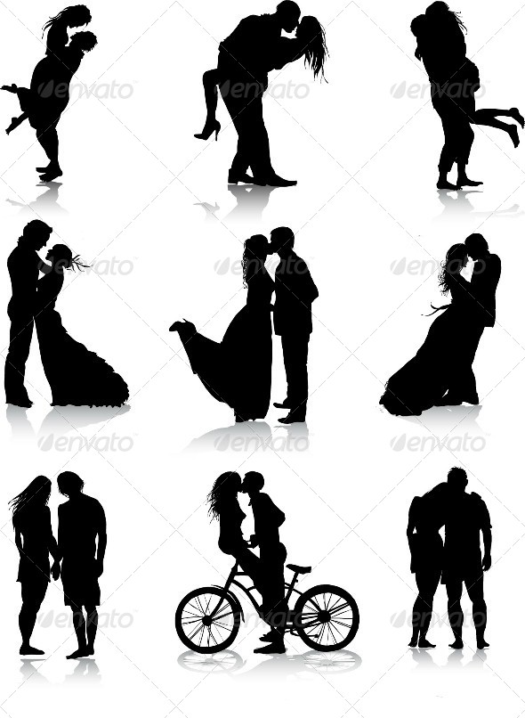GraphicRiver Romantic Couples Silhouettes 4458576 GraphicRiver Romantic Couples Silhouettes 4458576