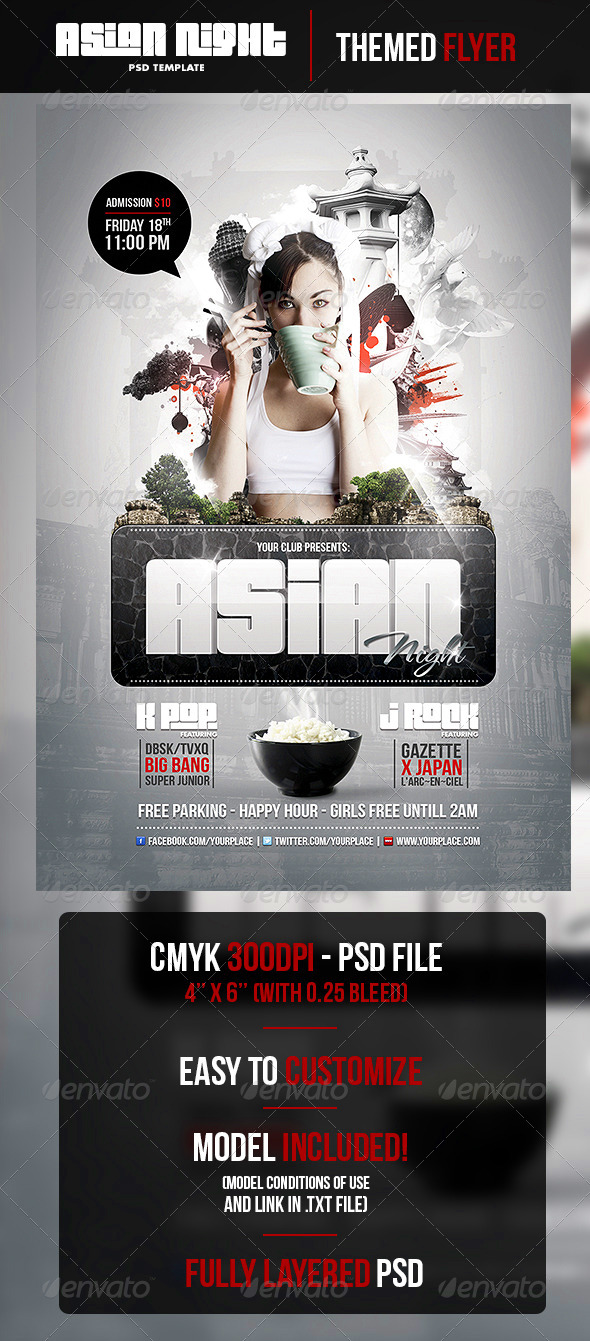 Asian Night Flyer PSD Template - Clubs & Parties Events