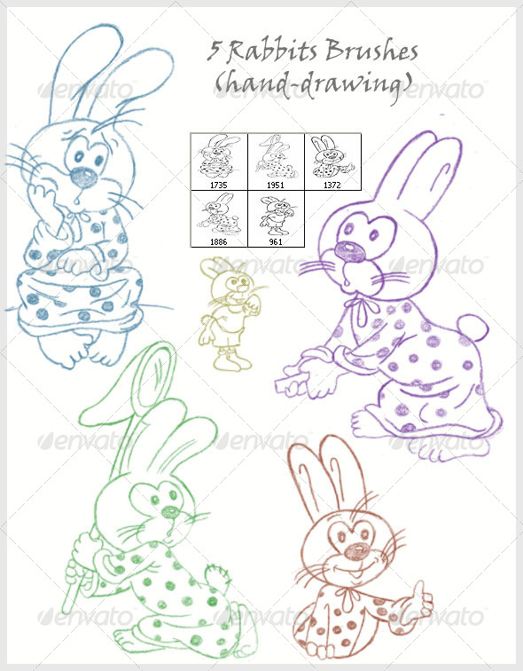 GraphicRiver 5 Rabbits Brushes hand-drawing 4473919 GraphicRiver 5 Rabbits Brushes hand-drawing 4473919