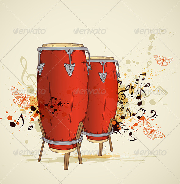 GraphicRiver Red Drums and Notes 4473952 GraphicRiver Red Drums and Notes 4473952