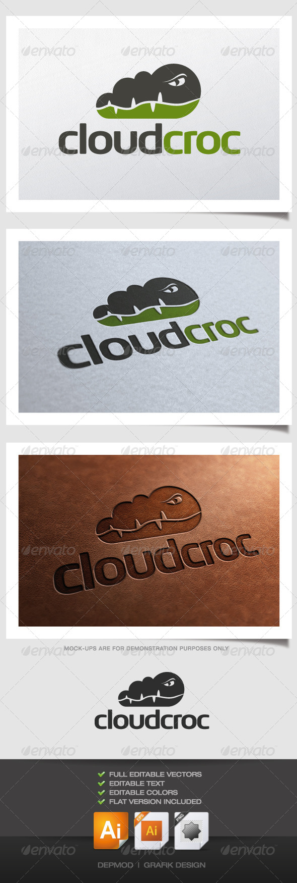 Cloud Croc Logo - Animals Logo Templates