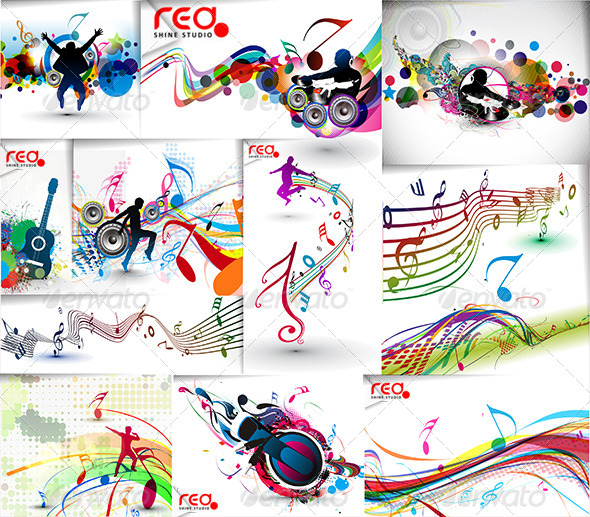 Colorful Party Music Vector - Backgrounds Decorative