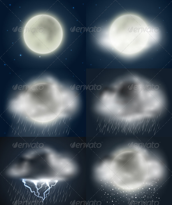 Weather Icons Collection (night) - Seasons Nature