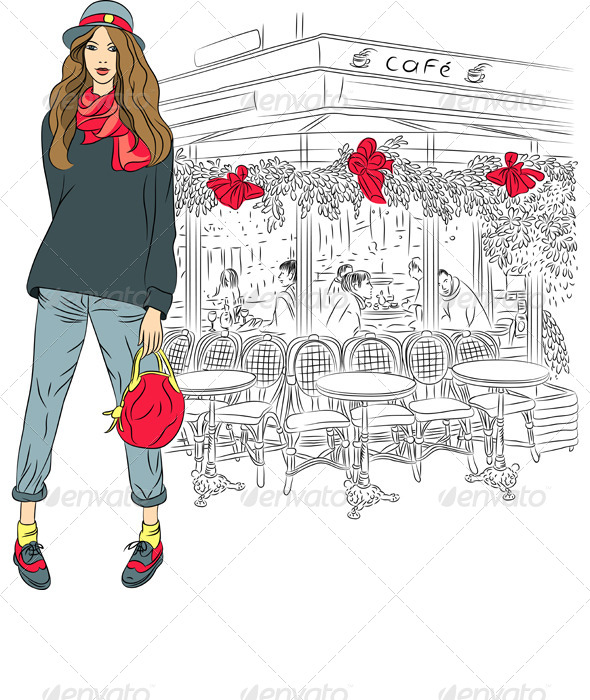 GraphicRiver Lovely Fashion Girl on the Streets of Paris 4491038 GraphicRiver Lovely Fashion Girl on the Streets of Paris 4491038