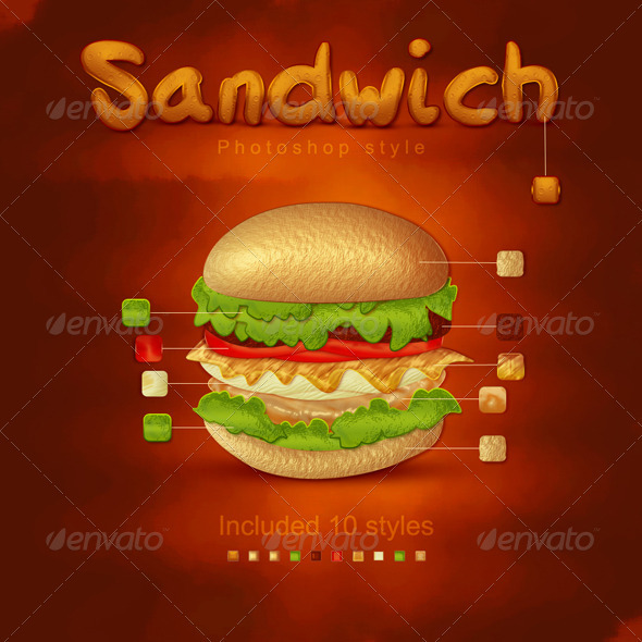 Sandwich Styles, For Photoshop - Text Effects Styles