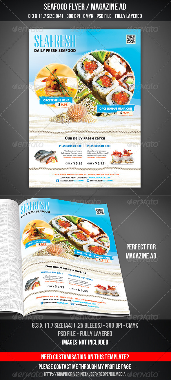 GraphicRiver Seafood Flyer Magazine AD 4418803 GraphicRiver Seafood Flyer Magazine AD 4418803