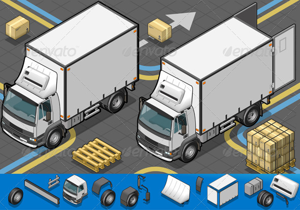 GraphicRiver Isometric Container Refrigerator Truck 4514279 GraphicRiver Isometric Container Refrigerator Truck 4514279
