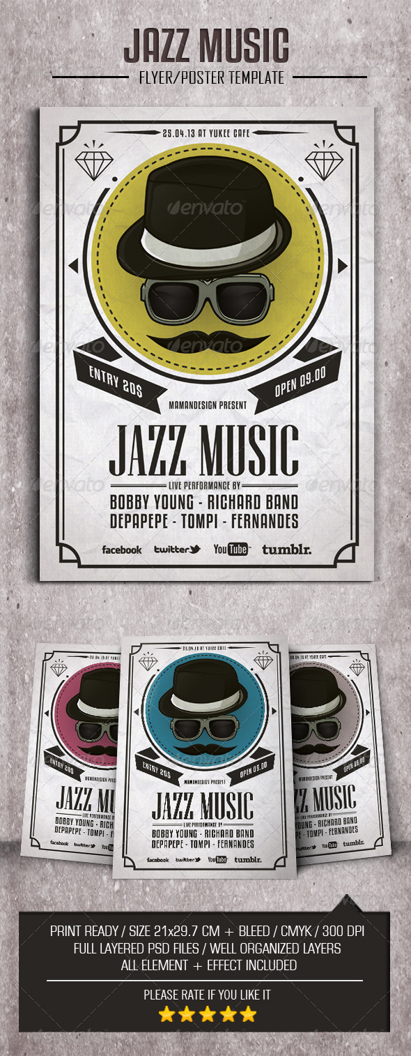 Jazz Music Flyer/Poster - Flyers Print Templates