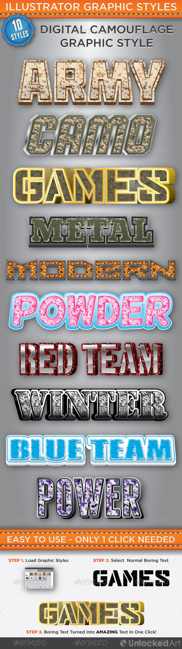 Digital Camouflage Graphic Styles - Styles Illustrator