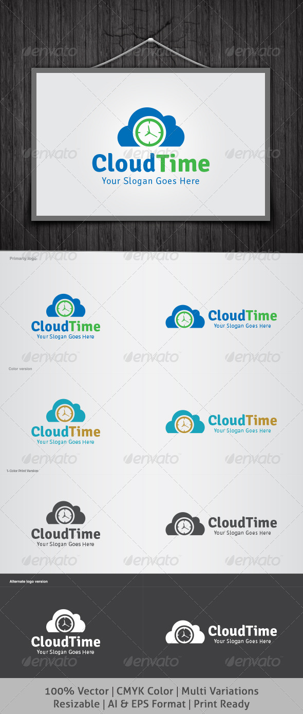 Cloud Time Logo - Objects Logo Templates