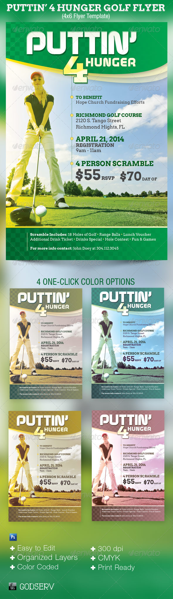 Puttin 4 Hunger Charity Golf Flyer Template - Sports Events