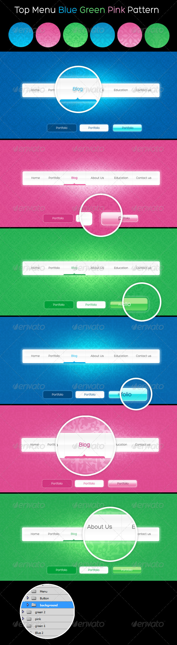 GraphicRiver Top Menu Blue Green Pink Pattern 4525495 GraphicRiver Top Menu Blue Green Pink Pattern 4525495