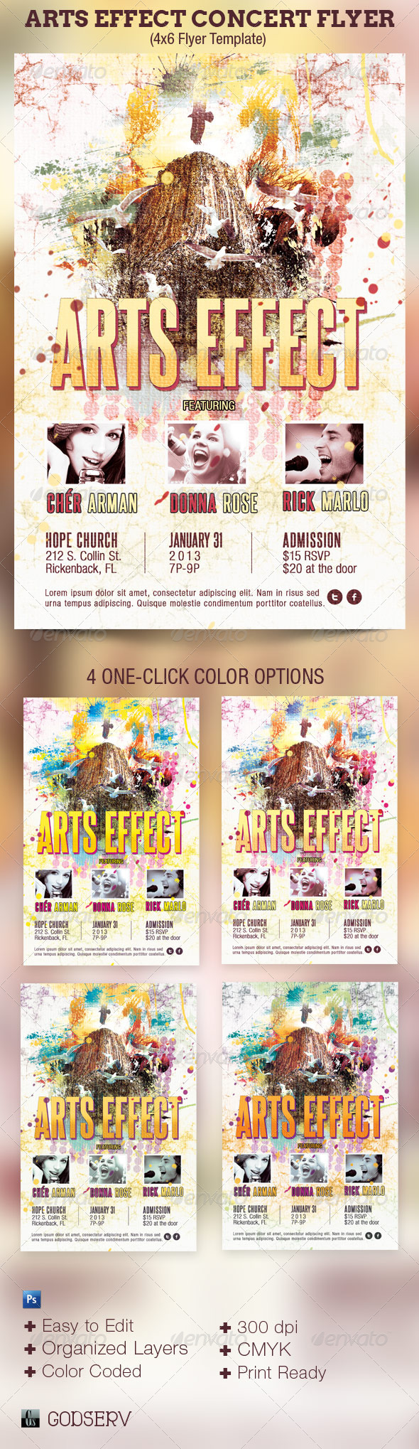 Arts Effect Flyer Template - Concerts Events