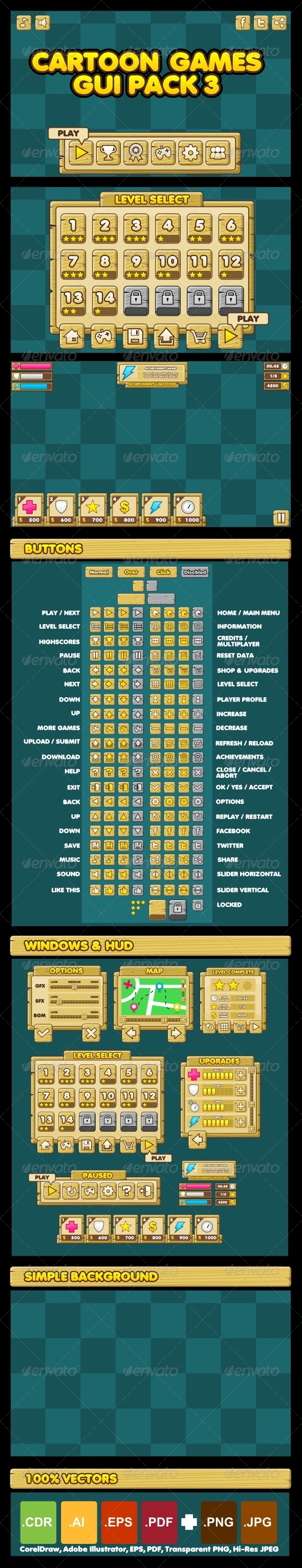 GraphicRiver Cartoon Games GUI Pack 3 4472984 GraphicRiver Cartoon Games GUI Pack 3 4472984