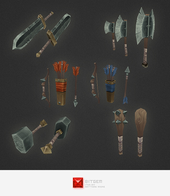 Low Poly Weapon Set 05 - 3DOcean Item for Sale