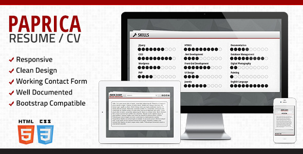 ThemeForest Paprica Responsive CV Resume 4494809 ThemeForest Paprica Responsive CV Resume 4494809