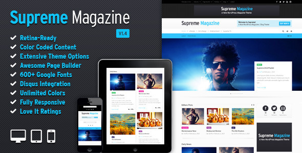 Supreme - Retina Responsive Magazine/Blog WP Theme - News / Editorial Blog / Magazine