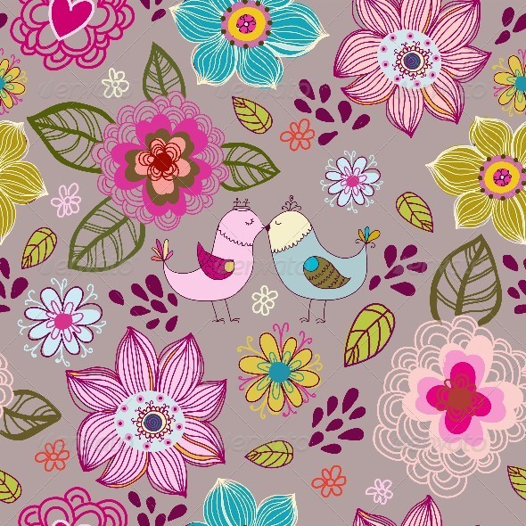 GraphicRiver Seamless Texture with Flowers and Birds 4536935 GraphicRiver Seamless Texture with Flowers and Birds 4536935
