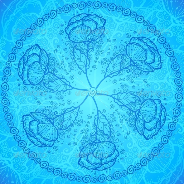GraphicRiver Blue Flowers Circle Bright Vector Background 4543276 GraphicRiver Blue Flowers Circle Bright Vector Background 4543276