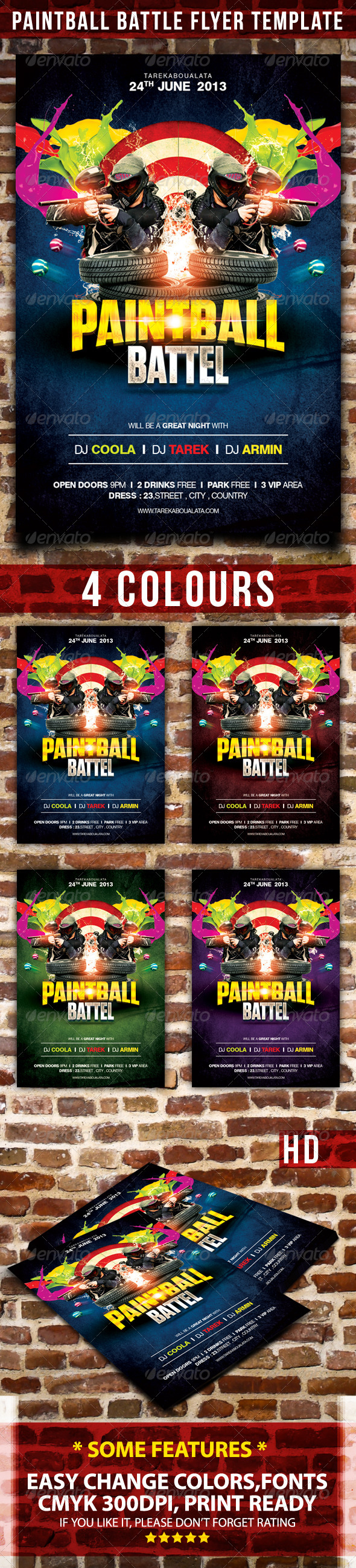 GraphicRiver Paintball Battle Flyer Template 4467627 GraphicRiver Paintball Battle Flyer Template 4467627