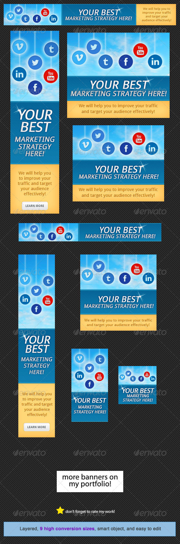 Social Media Web Banners 2.0 - Banners & Ads Web Elements