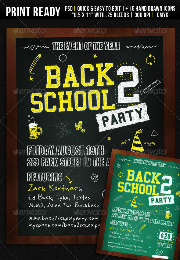 Back 2 School Party - Flyer - Clubs & Parties Events