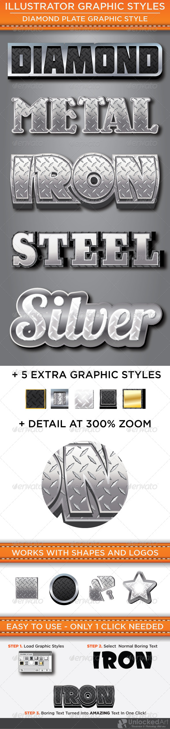 Diamond Plate Graphic Styles - Styles Illustrator
