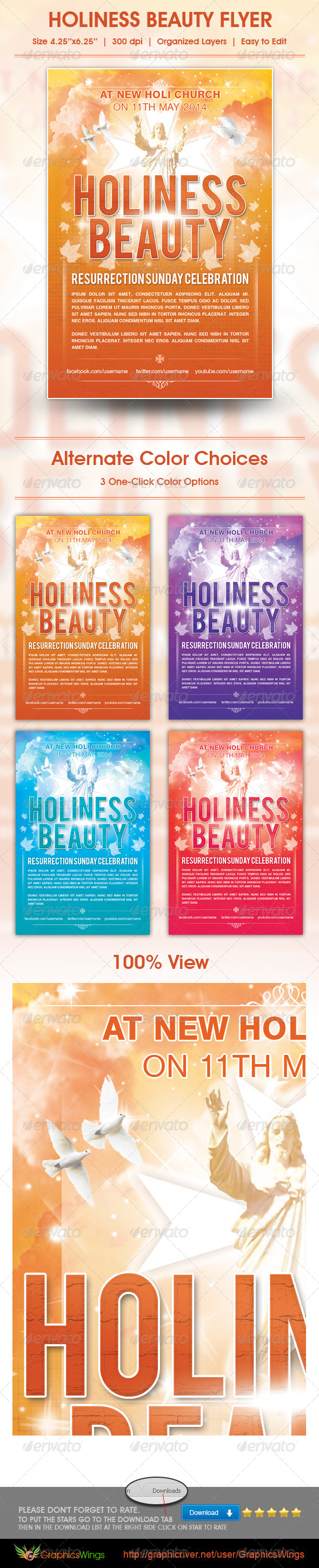 GraphicRiver Holiness Beauty Church Flyer Template 4552592 GraphicRiver Holiness Beauty Church Flyer Template 4552592