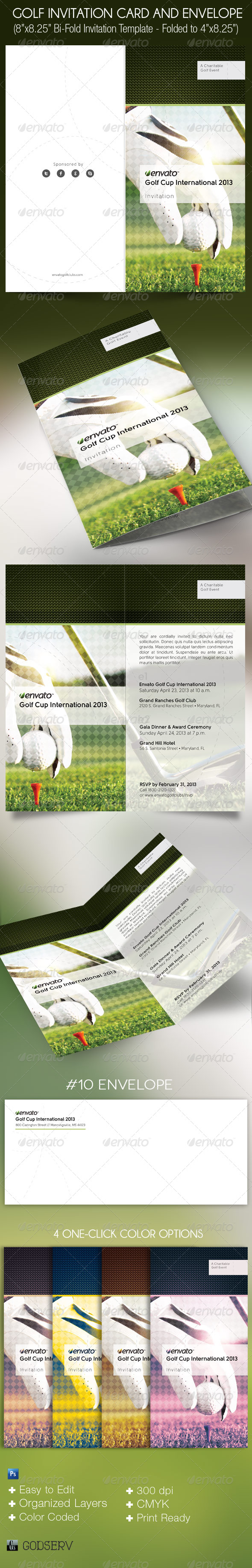 Golf Invitation Card and Envelope Template - Invitations Cards & Invites