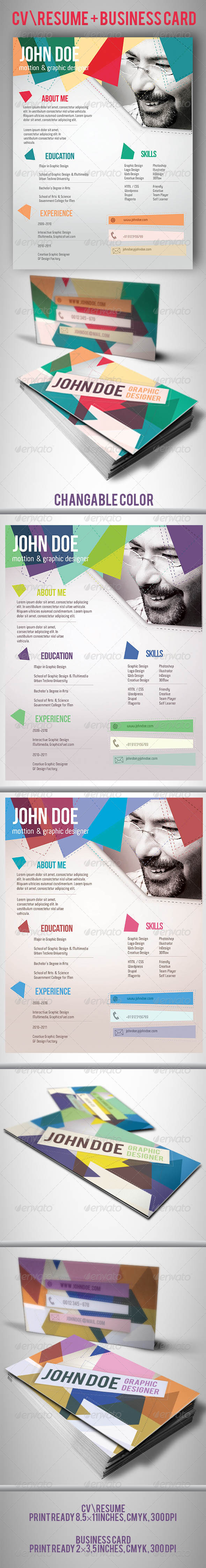 GraphicRiver CV Resume and Business Card Template 4577955 GraphicRiver CV Resume and Business Card Template 4577955
