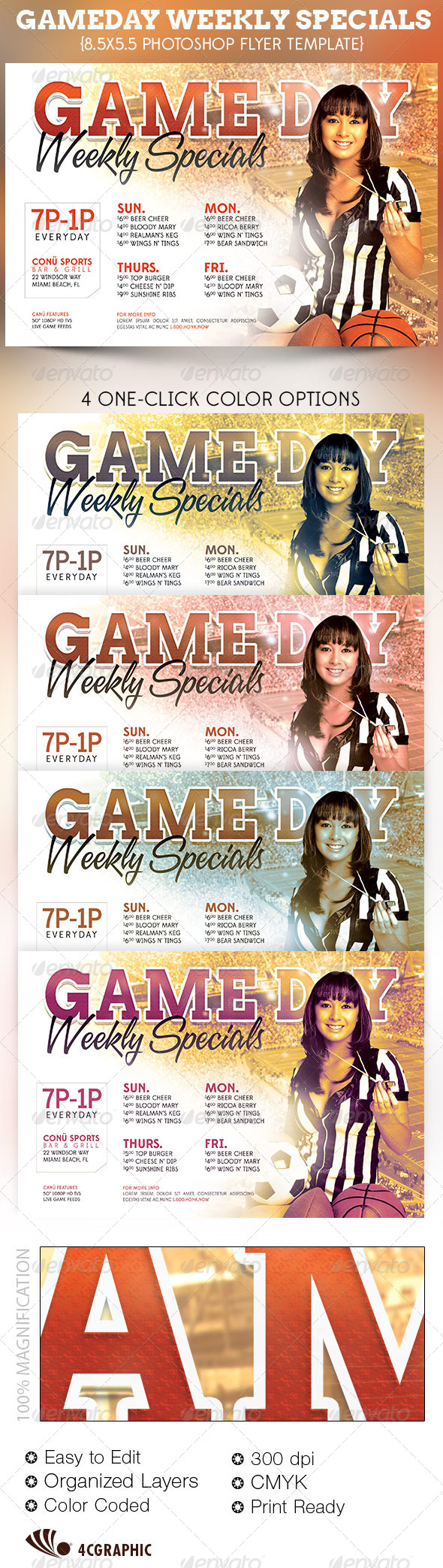 Game Day Specials Flyer Template - Sports Events