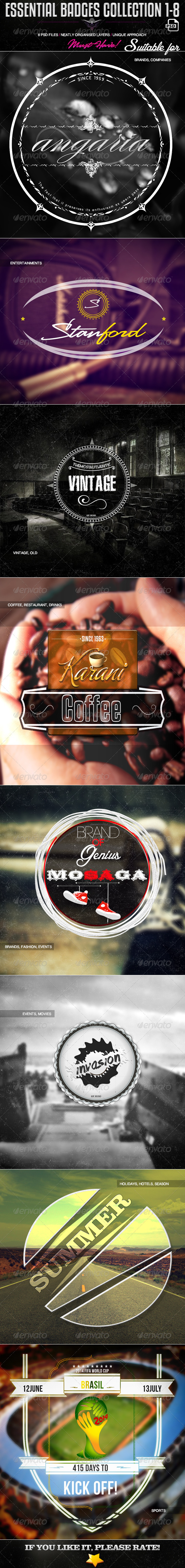 Essential Badges Collection 1-8 - Badges & Stickers Web Elements