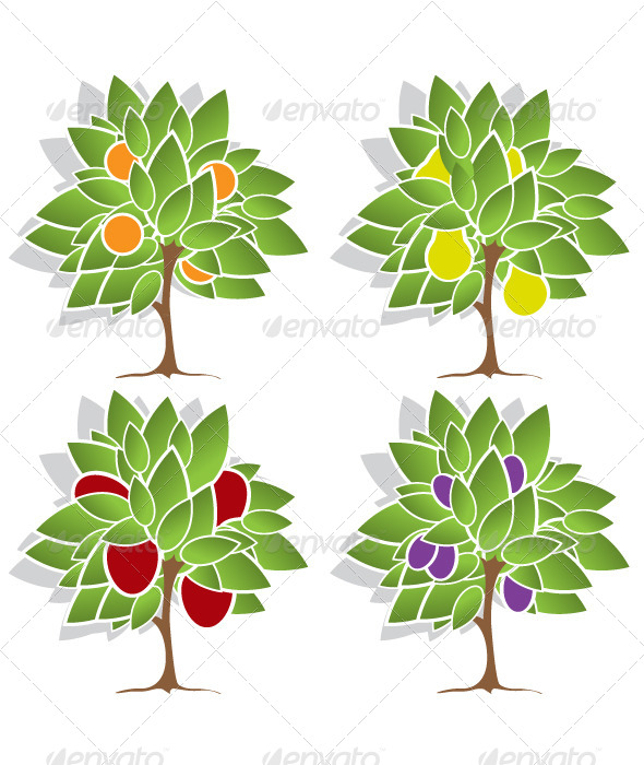 GraphicRiver Four Fruit Trees 4590695 GraphicRiver Four Fruit Trees 4590695